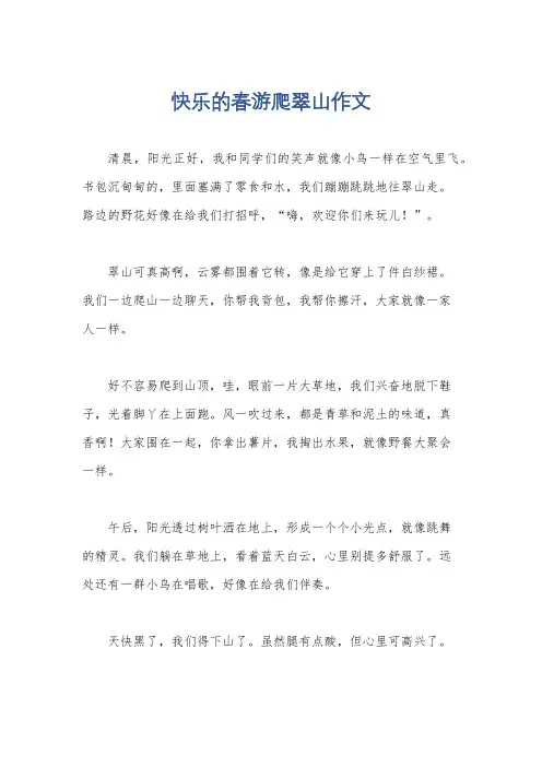 快乐的春游爬翠山作文