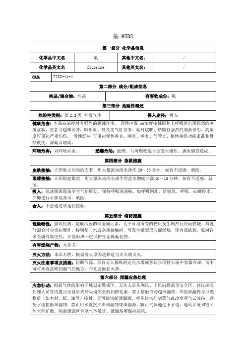 氟-MSDS 氟 安全技术说明书