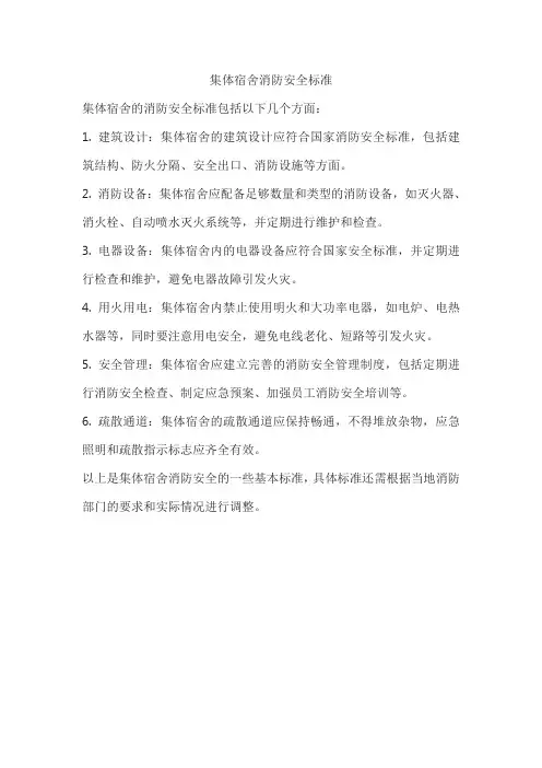 集体宿舍消防安全标准