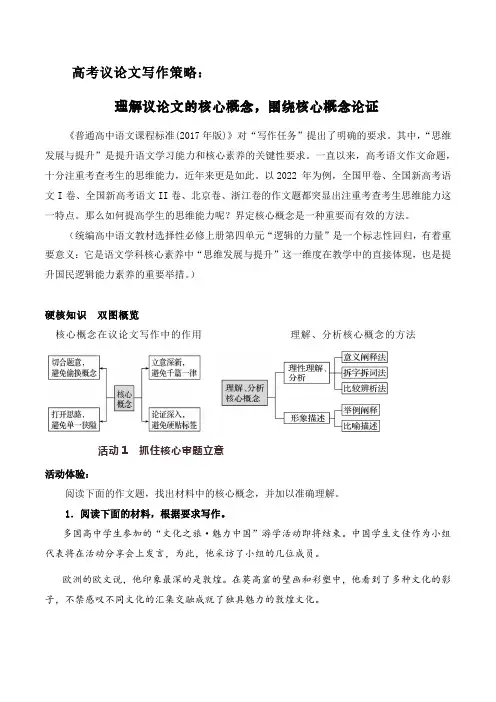 理解议论文的核心概念,围绕核心概念论证-2024年高考语文作文热点素材积累运用与写作技巧实战分析