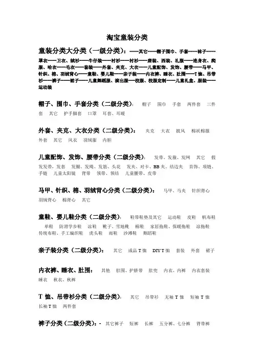 淘宝童装分类