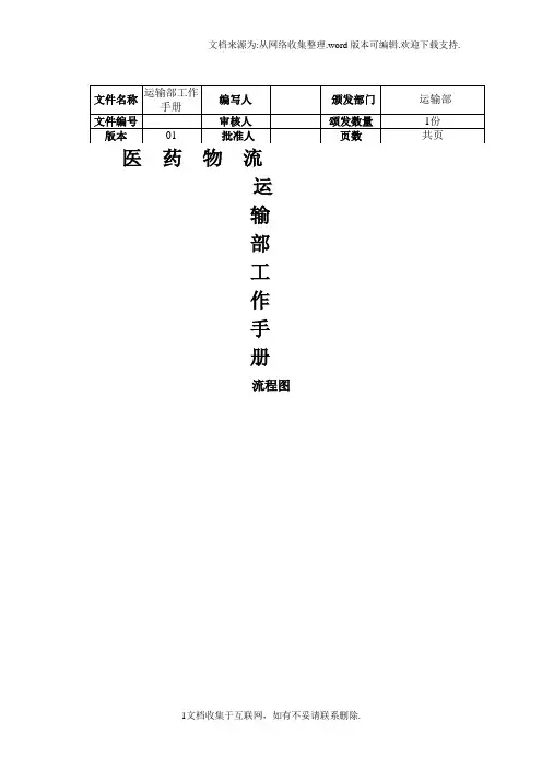 物流公司运输部工作手册