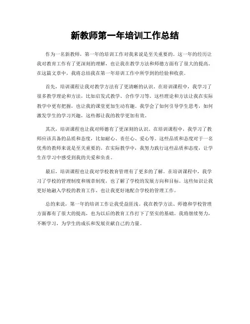 新教师第一年培训工作总结