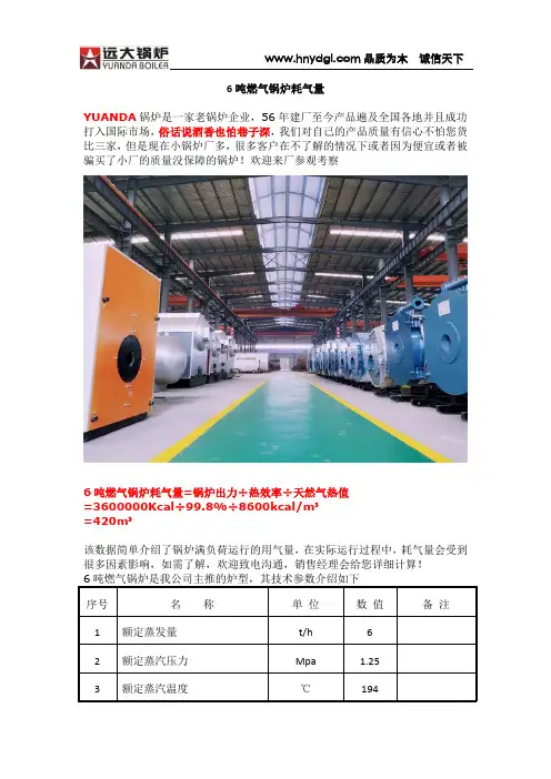 6吨燃气锅炉耗气量