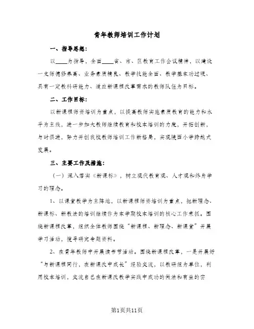 2024年青年教师培训工作计划（三篇）