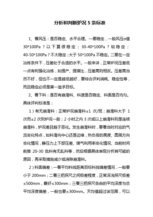 分析和判断炉况5条标准