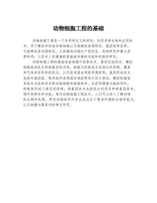 动物细胞工程的基础