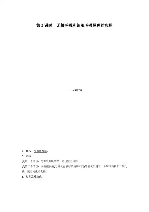 新教材高中生物必修一第5章 第3节 第2课时 无氧呼吸和细胞呼吸原理的应用