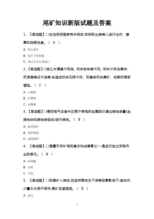 尾矿知识新版试题及答案