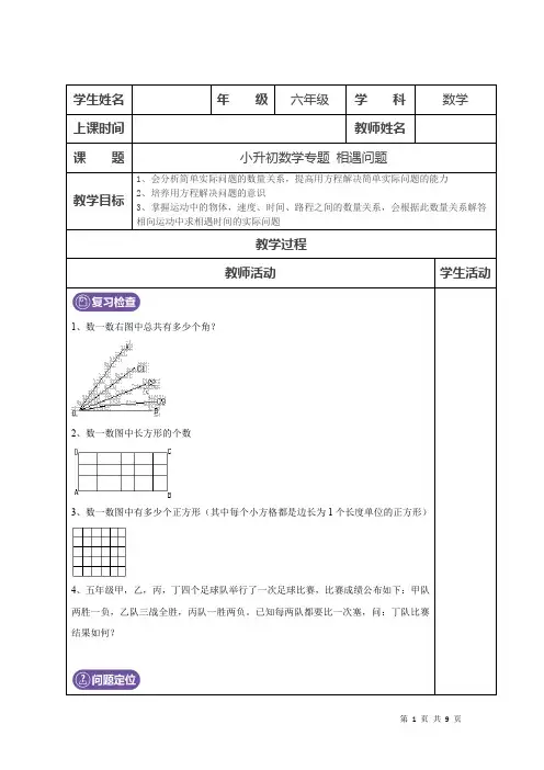 小升初数学专题--- 相遇问题(学生版)
