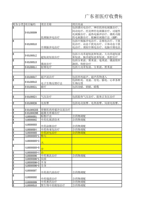 广东省中医收费项目
