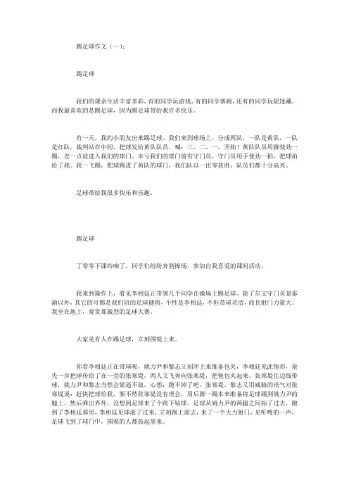 踢足球作文12篇