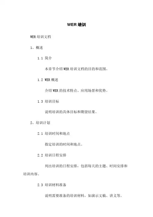 WER机器人培训