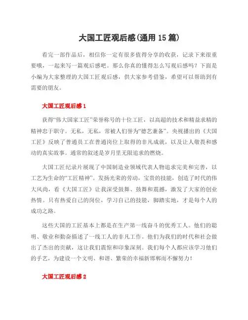 大国工匠观后感(范文15篇)