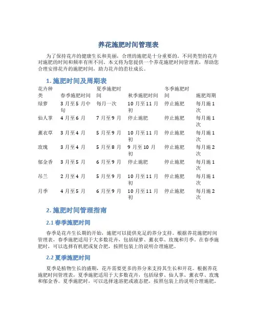养花施肥时间管理表