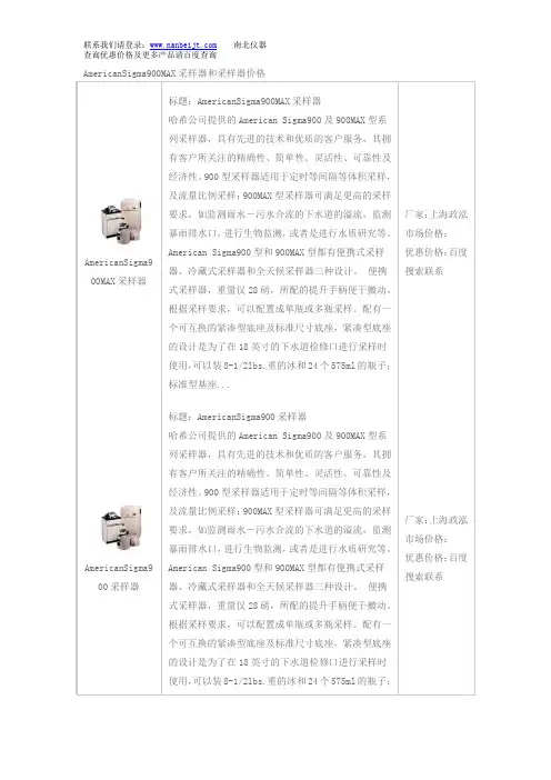 AmericanSigma900MAX采样器和采样器价格