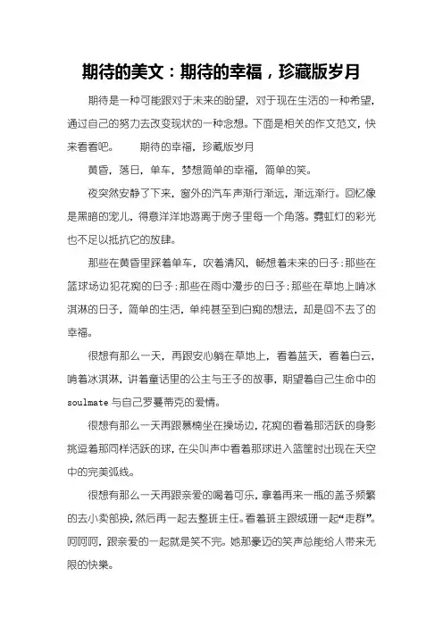 期待的美文：期待的幸福,珍藏版岁月