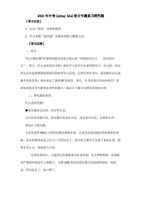 中考专题复习探究题试题(共15页)