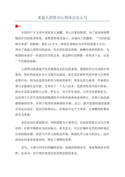 重温入团誓词心得体会怎么写