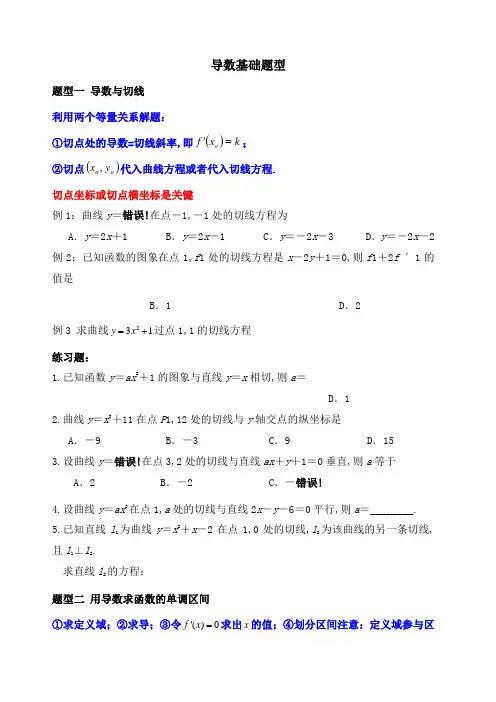 导数的基本题型归纳