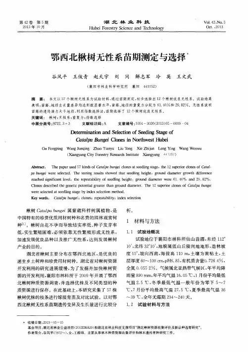 鄂西北楸树无性系苗期测定与选择