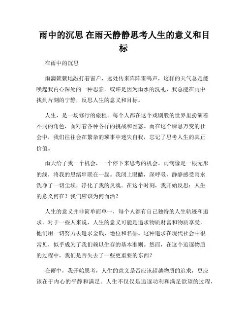  雨中的沉思 在雨天静静思考人生的意义和目标