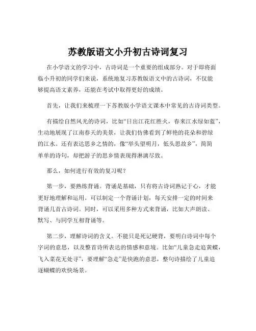 苏教版语文小升初古诗词复习