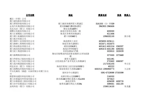 厦门100强企业名单