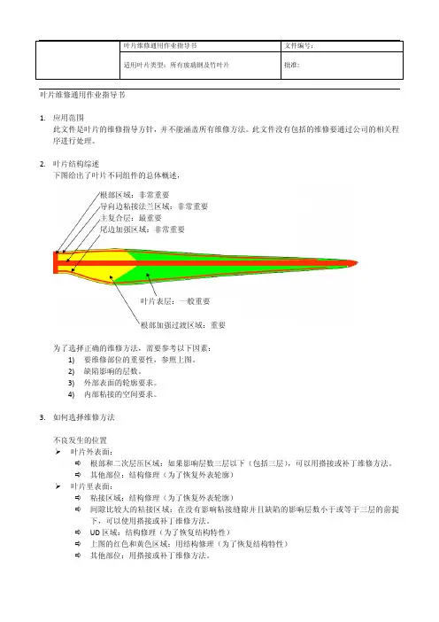 叶片维修通用作业指导书