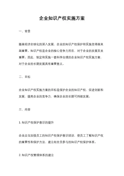 企业知识产权实施方案