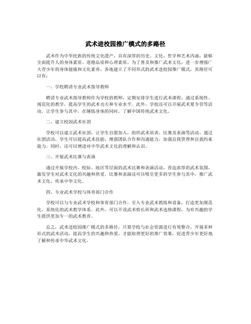 武术进校园推广模式的多路径