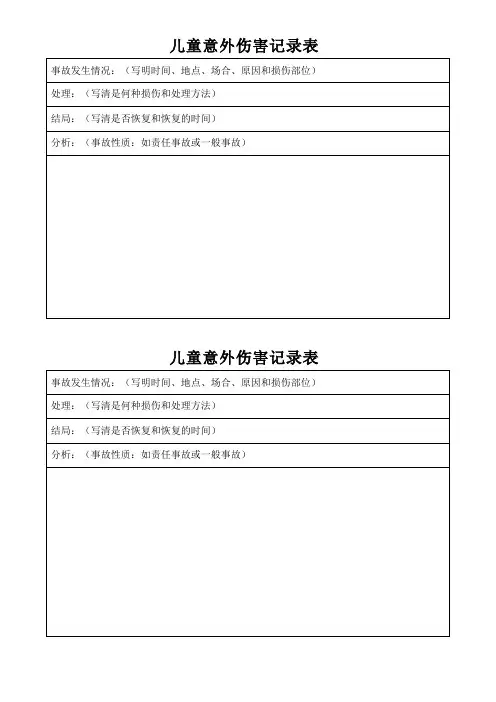 D-幼儿园-儿童意外伤害记录表