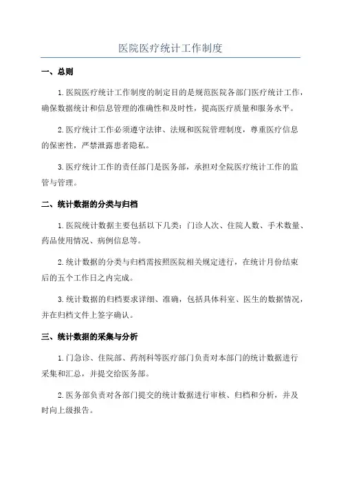 医院医疗统计工作制度