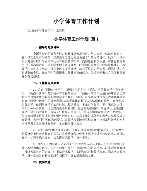 小学体育工作计划