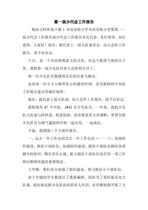 第一届少代会工作报告.doc