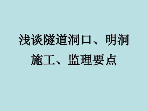 浅谈隧道洞口、明洞施工、监理要点