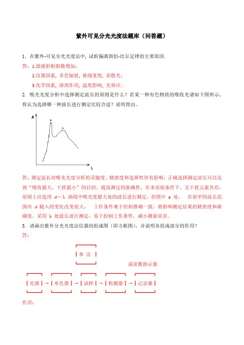 紫外可见分光光度法题库(问答题)