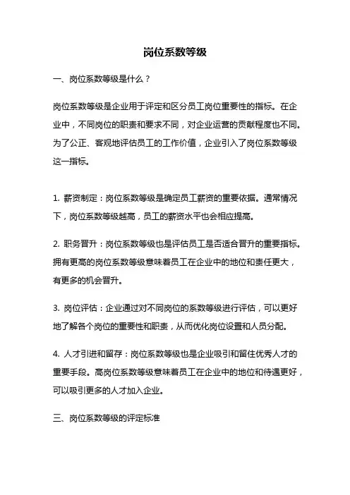 岗位系数等级