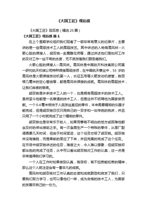《大国工匠》观后感