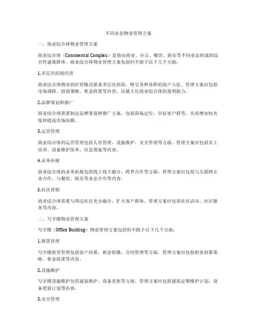 不同业态物业管理方案