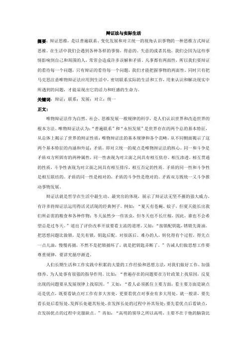 马原-辩证法与实际生活