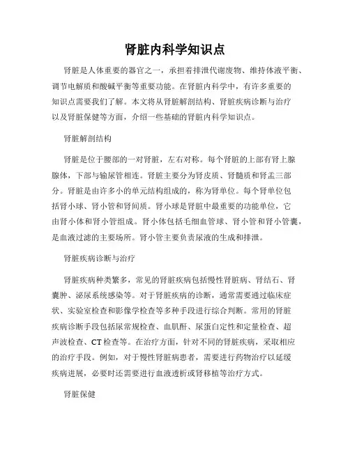 肾脏内科学知识点