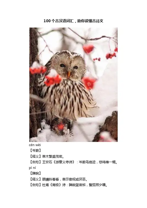 100个古汉语词汇，助你读懂古诗文