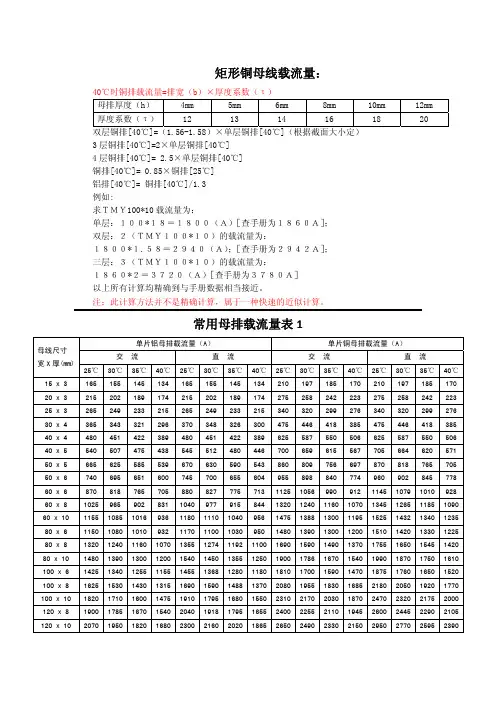母排载流量