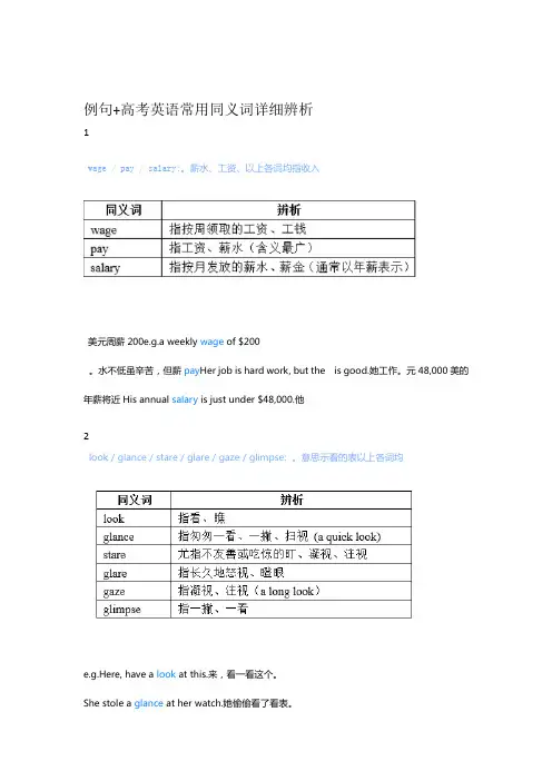 高考英语常用同义词详细辨析例句