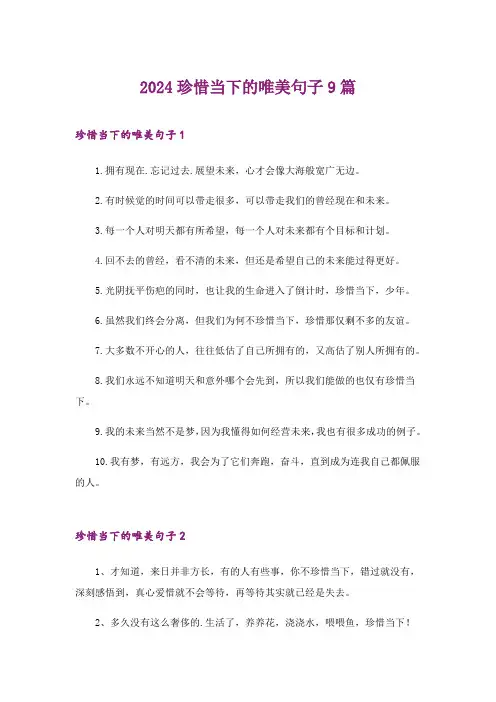 2024年珍惜当下的唯美句子9篇