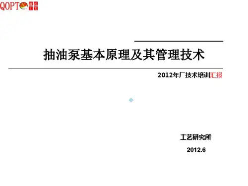 抽油泵基本原理及其管理技术