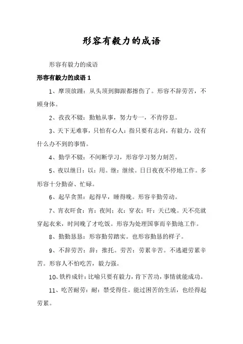 形容有毅力的成语