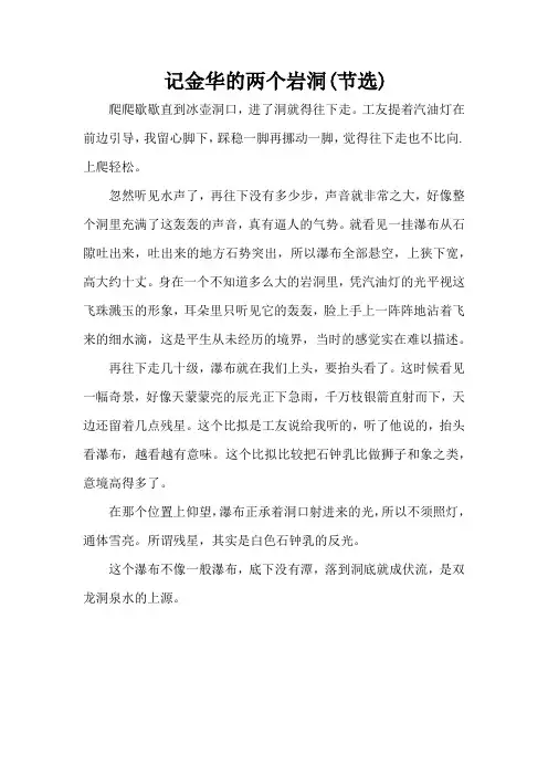 部编版小学语文四年级下册第五单元17 记金华的双龙洞(优秀类文阅读)