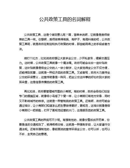 公共政策工具的名词解释